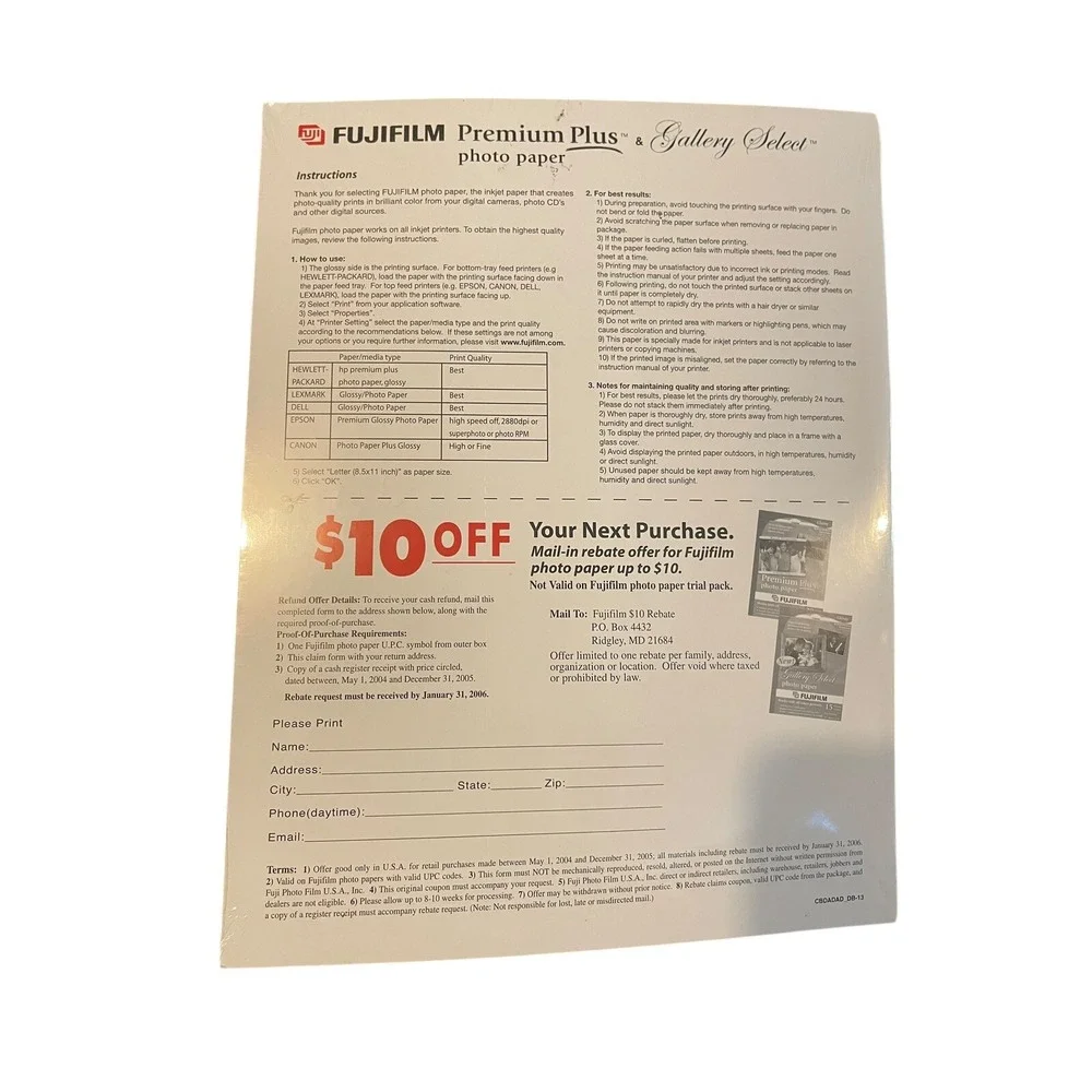 FujiFilm Premium Plus Glossy Photo Paper 8.5x11 90 Sheets 65‎ lb 9 packs of 10